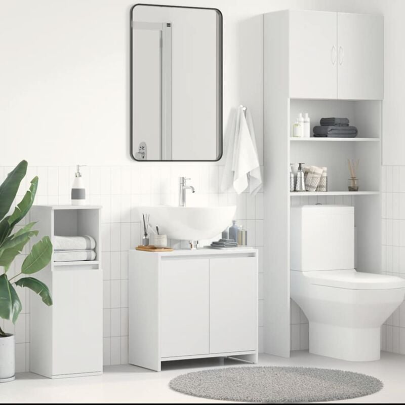 Maisonchic - Armoire salle de bain, Meuble de salle de bain, Meuble de rangement blanc 60x33x61 cm aggloméré jax57919 design in