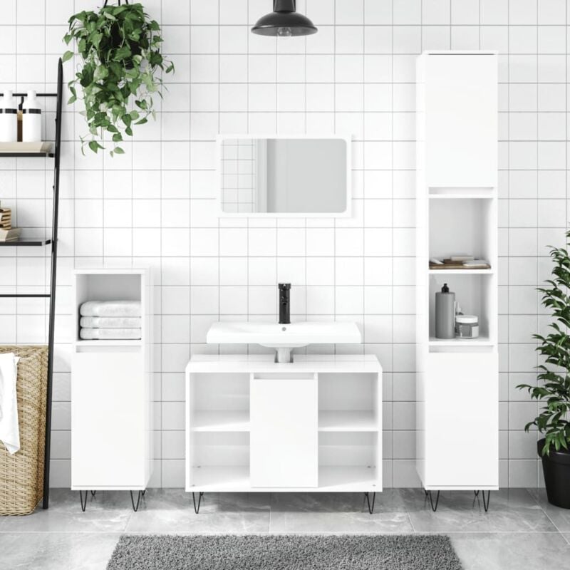 Maisonchic - Armoire de salle de bain, Meuble de salle de bain blanc brillant 30x30x100 cm WFE403148 design in