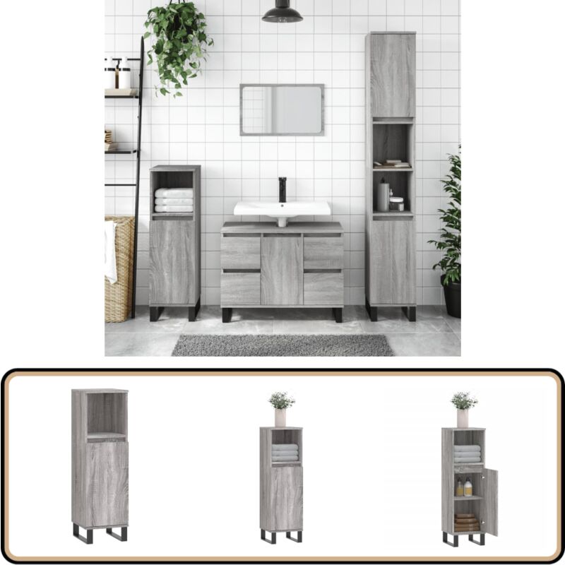 Vidaxl - Armoire salle de bain sonoma gris 30x30x100 cm - Meuble De Salle De Bain - Armoire Salle De Bain - Rangement Salle De Bain - Armoire Grise