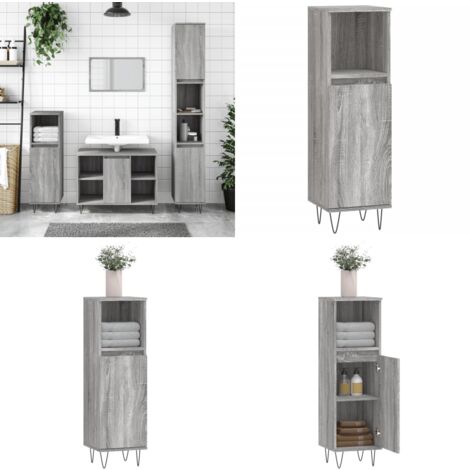 Armoire salle de bain sonoma gris 30x30x100 cm - Meuble Salle De Bain - Armoire Salle De Bain - Rangement Salle De Bain - Design Industriel - Armoire Grise - Home & Living