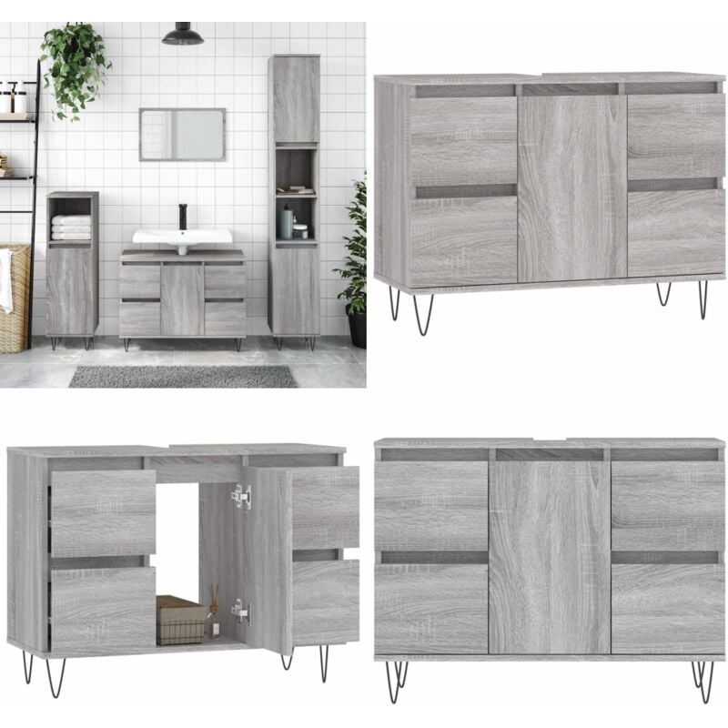 Vidaxl - Armoire salle de bain sonoma gris 80x33x60 cm bois d'ingénierie - Meuble Salle De Bain - Armoire Salle De Bain - Rangement Salle De Bain