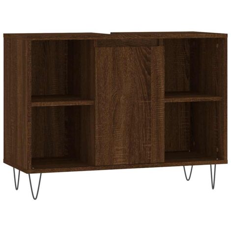 Armoire salle de bain,Meuble de Rangement Toilette chêne marron 80x33x60cm bois d'ingénierie -44600