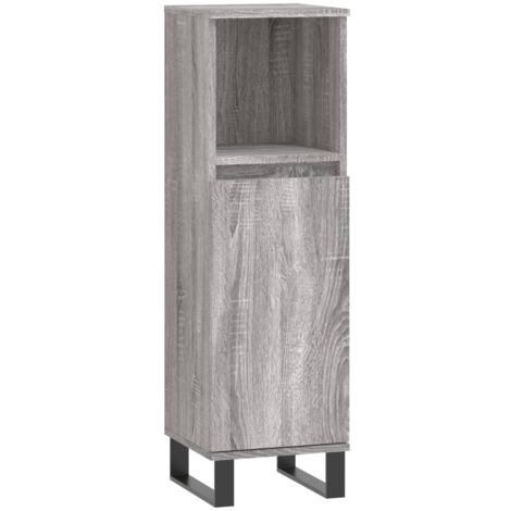 Armoire salle de bain,Meuble de Rangement Toilette sonoma gris 30x30x100 cm -99123