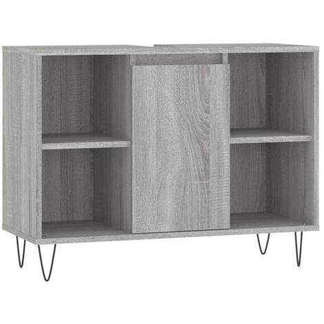 Armoire salle de bain,Meuble de Rangement Toilette sonoma gris 80x33x60 cm bois d'ingénierie -87570