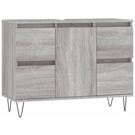 Armoire salle de bain,Meuble de Rangement Toilette sonoma gris 80x33x60 cm bois d'ingénierie -93459