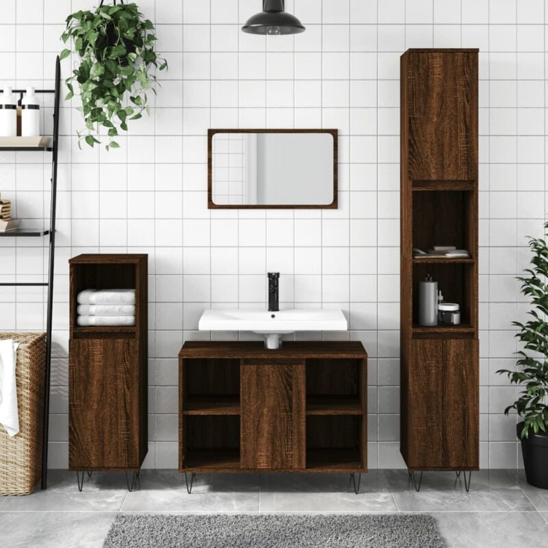 Armoire salle de bain,Meuble de salle de bain chêne marron 80x33x60cm bois d'ingénierie CFW806172