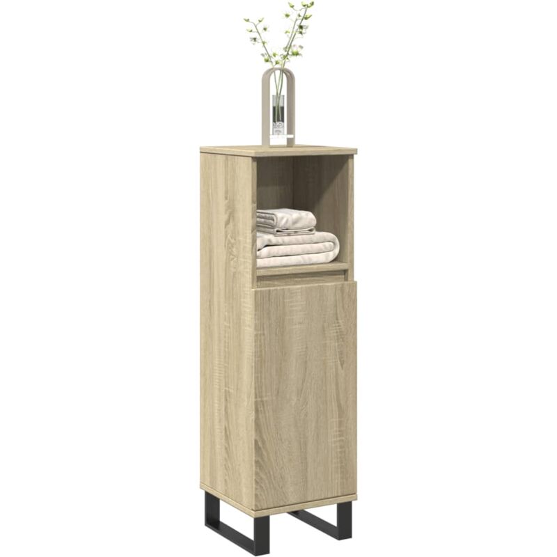 Design In - Armoire salle de bain,Meuble de salle de bain chêne sonoma 30x30x100 cm CFW30074