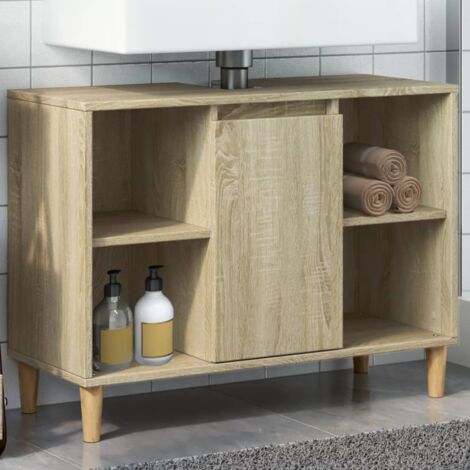 Armoire salle de bain，Meuble de salle de bain chêne sonoma 80x33x60cm bois d'ingénierie CFW26139