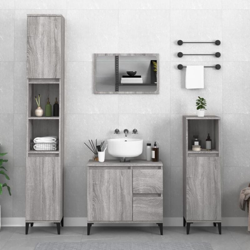 Armoire salle de bain,Meuble de salle de bain sonoma gris 30x30x100 cm CFW623364
