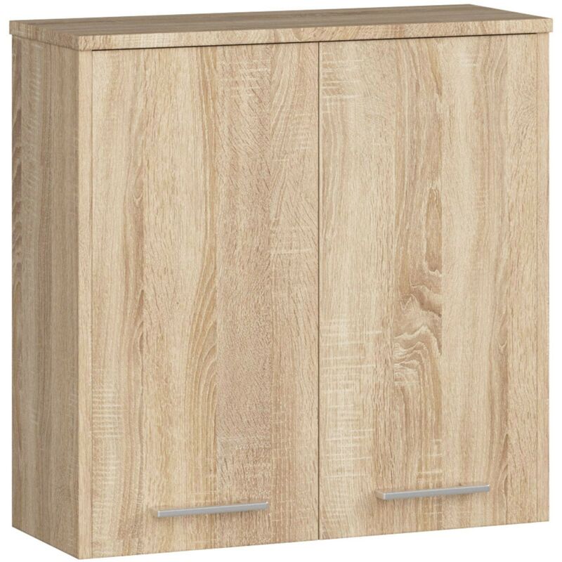 Akord - Armoire salle de bains fin accr. au mur Chêne Sonoma 60 cm 2 portes façade Chêne Sonoma 2 étagères 60x22,5x60 cm