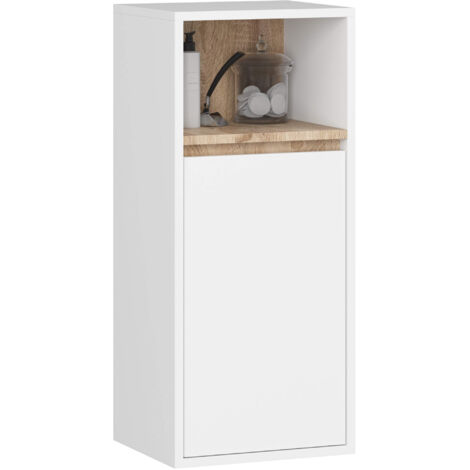 Armoire salle de bains VAMI suspendu Blanc et Chêne Sonoma 35 cm 1 porte 3 étagères 35x30x80 cm