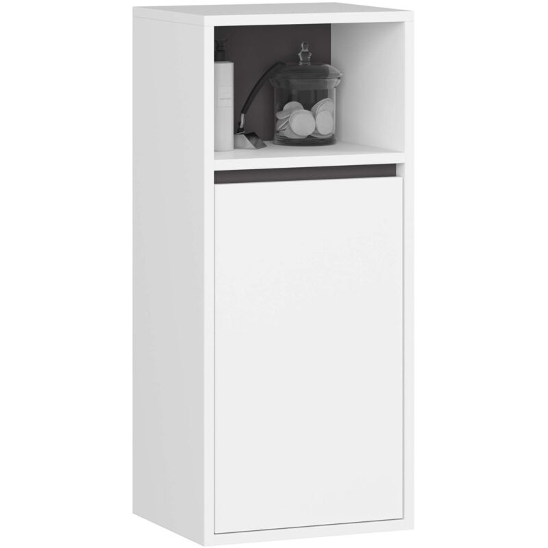 Armoire salle de bains VAMI suspendu Blanc et Gris Graphite 35 cm 1 porte 3 étagères 35x30x80 cm