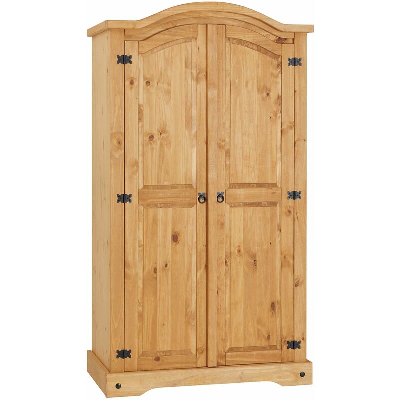 Armoire SALSA avec 2 portes style mexicain, en pin massif finition teint&eacute;e/cir&eacute;e