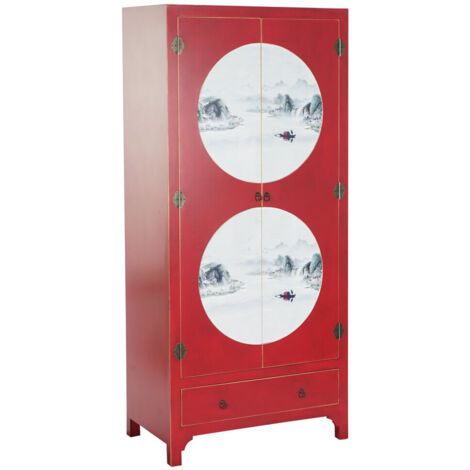 Armoire Sapin Mdf 85,5X50,5X186,2 Rouge