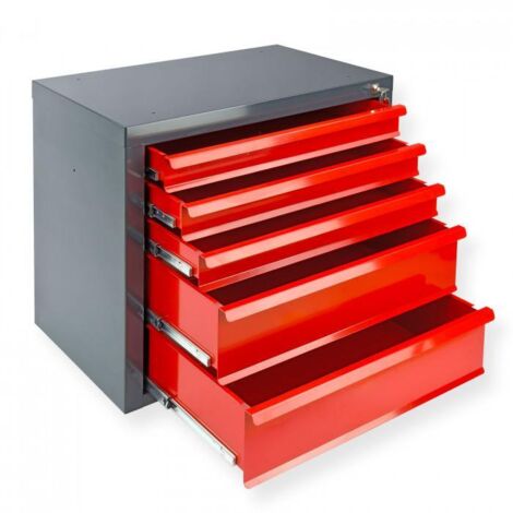 Armoire servante Mammut 5 tiroirs - Rouge/Anthracite