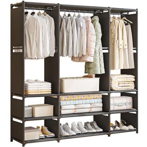 Armoire simple pour chambre à coucher, structure métallique robuste avec penderie indépendante, 130 x 36 x 170 cm