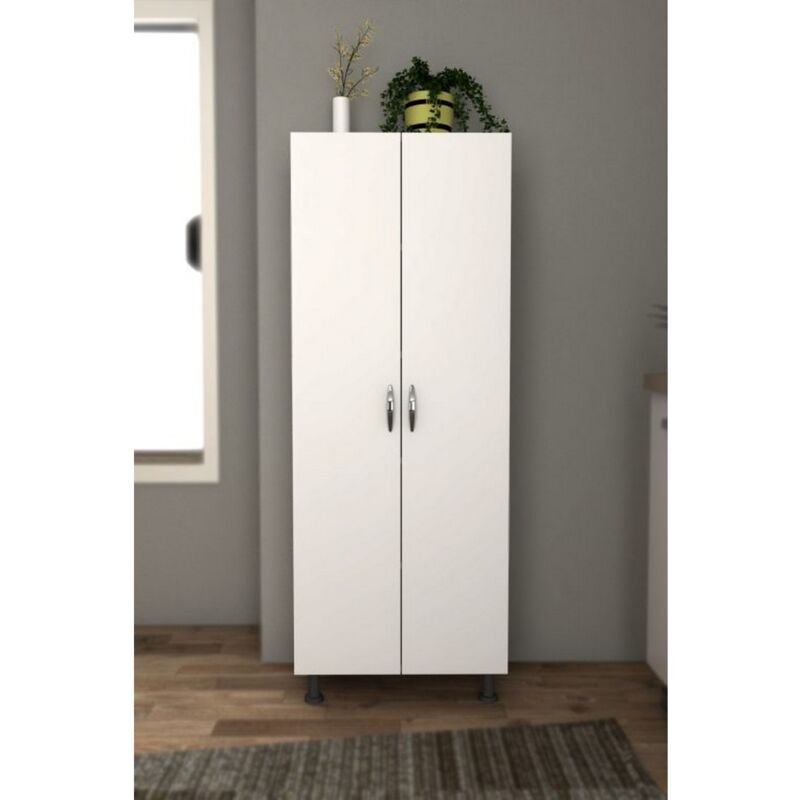 Epikasa - Armoire Sofia, Panneau Aggloméré Mélaminé, Blanc, 30x56x155 cm