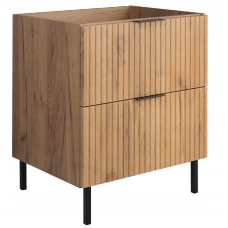 Armoire sous lavabo - 60cm  Marron mat - L/HP 60/77/46cm  Meuble de salle de bain, panneau MDF, armoire de salle de bain, meuble de salle de bain, chêne doré