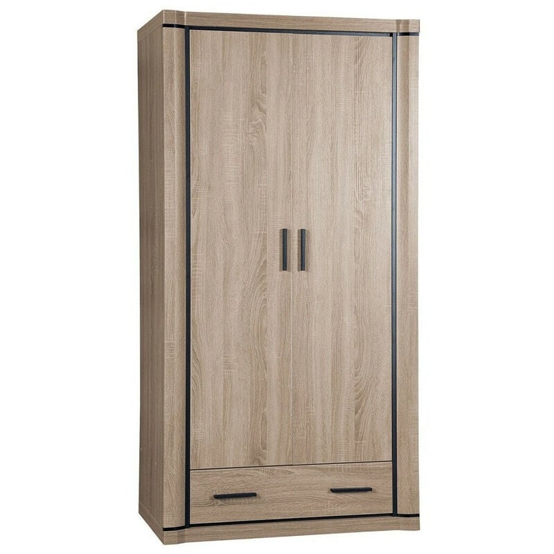 Mobilier1 - Armoire Lorelie 118, Sonoma chêne, 192x97x58cm, Portes d'armoire: Avec des charnières, Nombre d'étagères: 0
