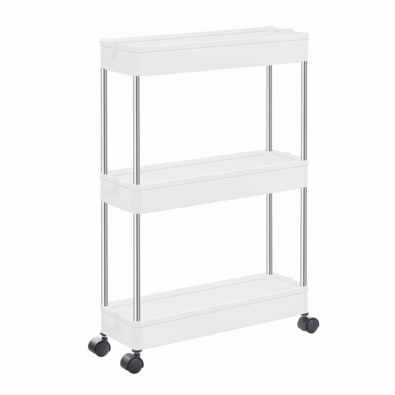 Armoire sur roulettes, 3 étagères, blanc - KSC007W01
