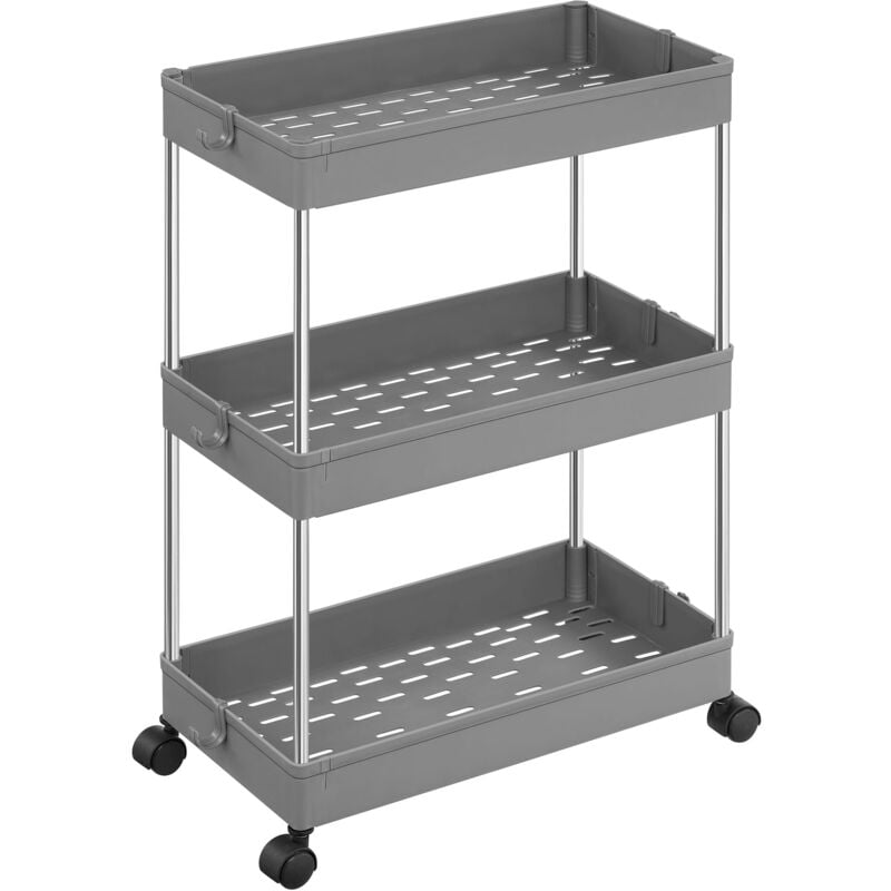 Armoire sur roulettes, 3 étagères, gris - KSC009G01