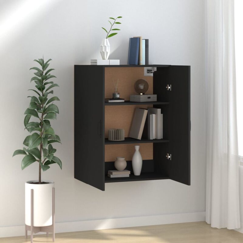 Armoire suspendue Armoire de cuisine Meuble haut de Cuisine Noir 69,5x34x90 cm Bois d'ingénierie 65112