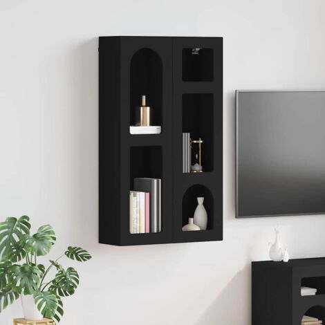 Armoire suspendue-Armoire murale-Meuble de rangement murale Noir 59 x 20 x 100 cm Bois d'ingénierie