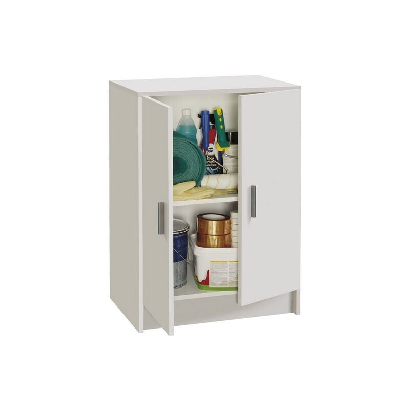 Mobimarket - Kit armoire polyvalente basse 2 portes cm59x37x80h couleur blanche avec 1 e'tage're ligne polyvalente