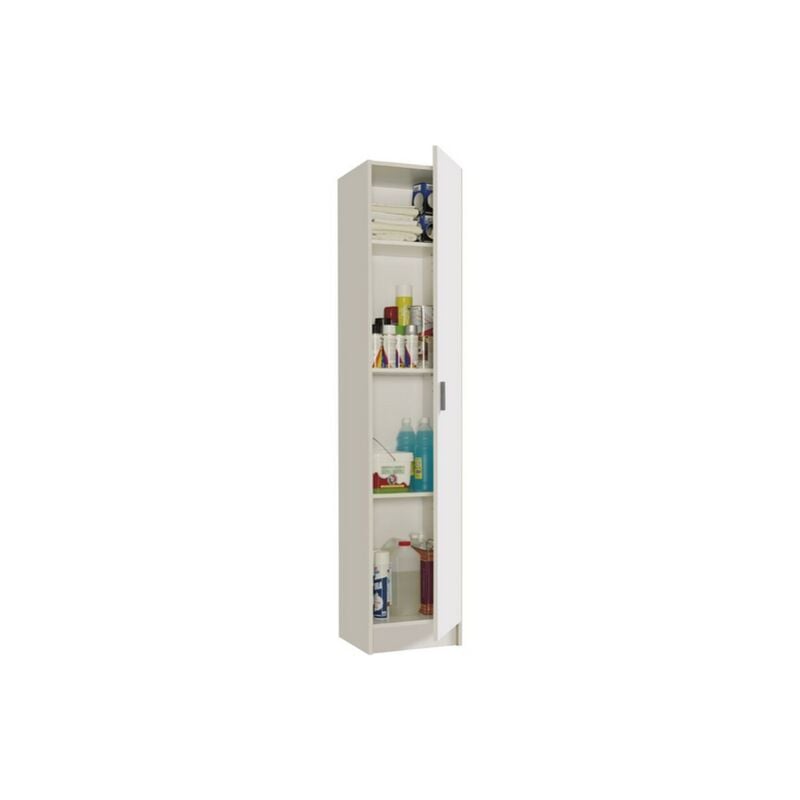 Mobimarket - Kit armoire polyvalente 1 porte 4 e'tage'res cm37x37x180h couleur blanche en me'lamine