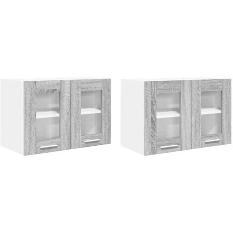 Armoire suspendue avec porte 2 pcs Gris Sonoma 60 x 31 x 40 cm