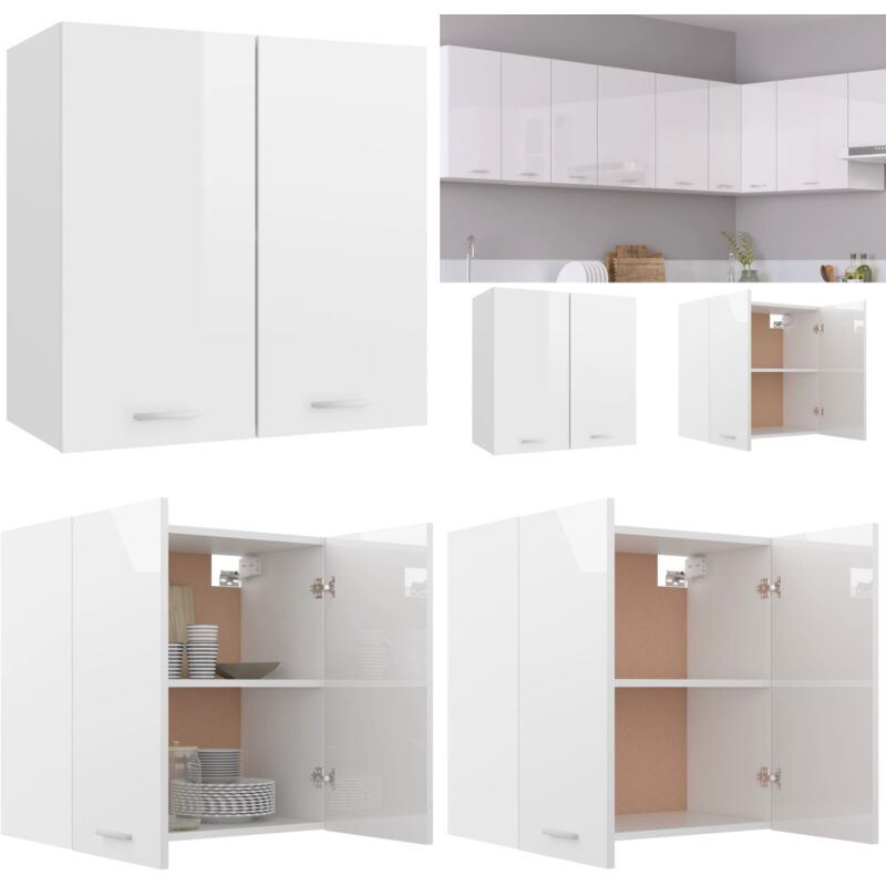 Armoire suspendue Blanc brillant 60x31x60 cm Bois d’ingénierie - Armoire Suspendue - Meuble De Cuisine - Rangement Cuisine - Armoire Blanche