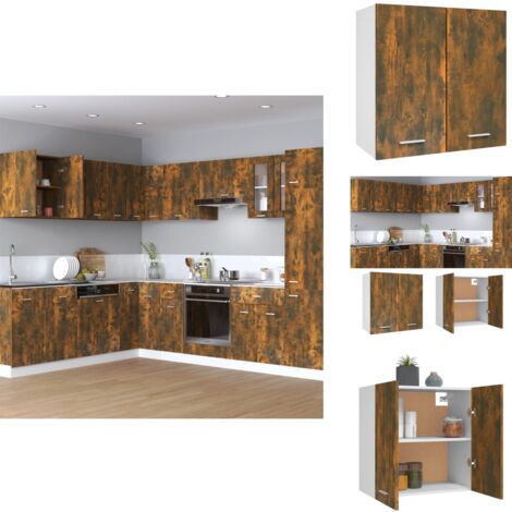 Armoire suspendue Chêne fumé 60x31x60 cm Bois d'ingénierie - Armoire Suspendue - Meuble De Cuisine - Rangement Cuisine - Étagère Murale - Armoire Chêne Fumé