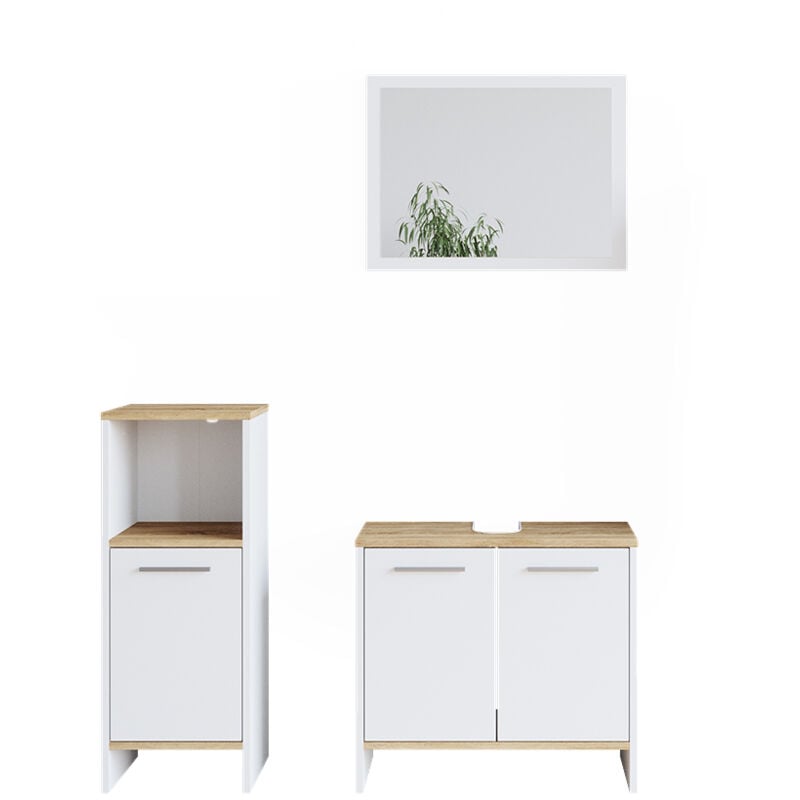 Vicco - Ensemble de meubles de salle de bain Elvio, Blanc, 3 parties