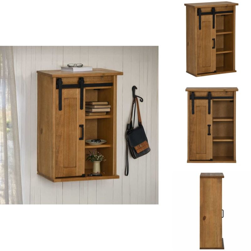 Armoire suspendue halden porte coulissante 49x22,5x70 cm pin - Armoire Suspendue - Armoires Suspendues - Armoire - Armoire De Rangement
