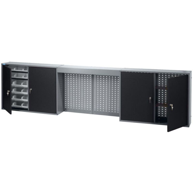 Armoire suspendue Küpper 70189, largeur 240 cm, 36 bacs empilables, 4 étagères