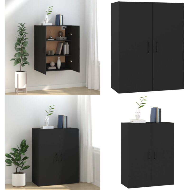 Vidaxl - Armoire suspendue Noir 69,5x34x90 cm Bois d'ingénierie - Armoire Suspendue - Meuble Mural - Rangement Suspendu - Armoire Noire - Armoire