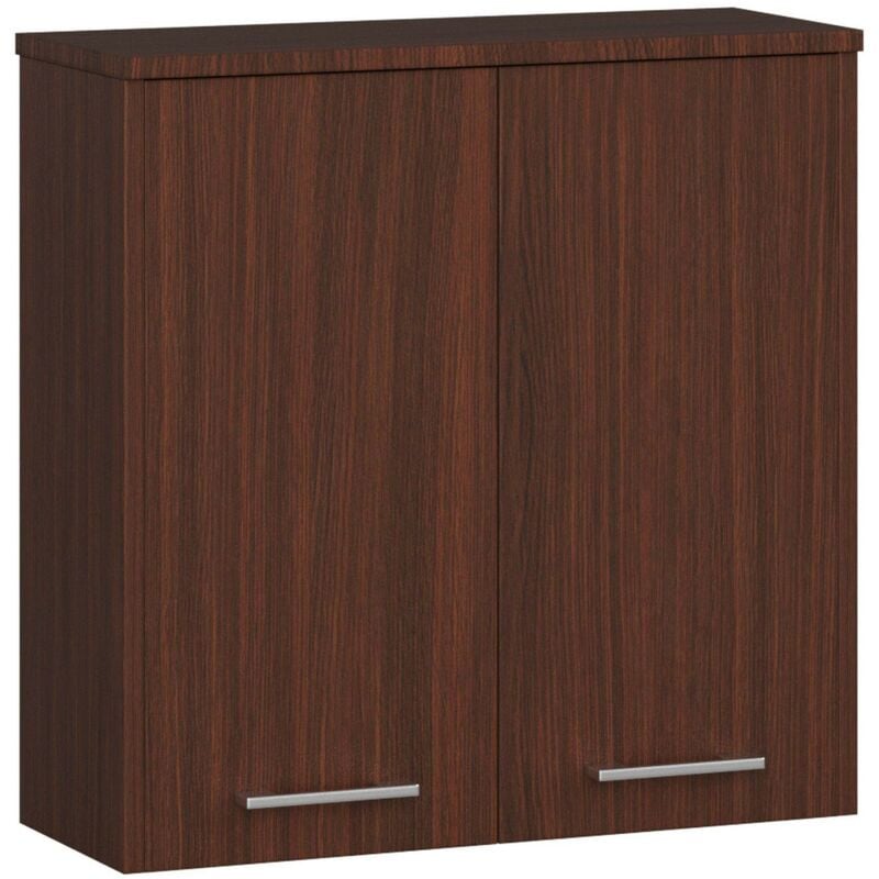 Abamihome - Armoire salle de bains akord fin accr. au mur Wengé 60 cm 2 portes façade Wengé 2 étagères 60x22,5x60 cm
