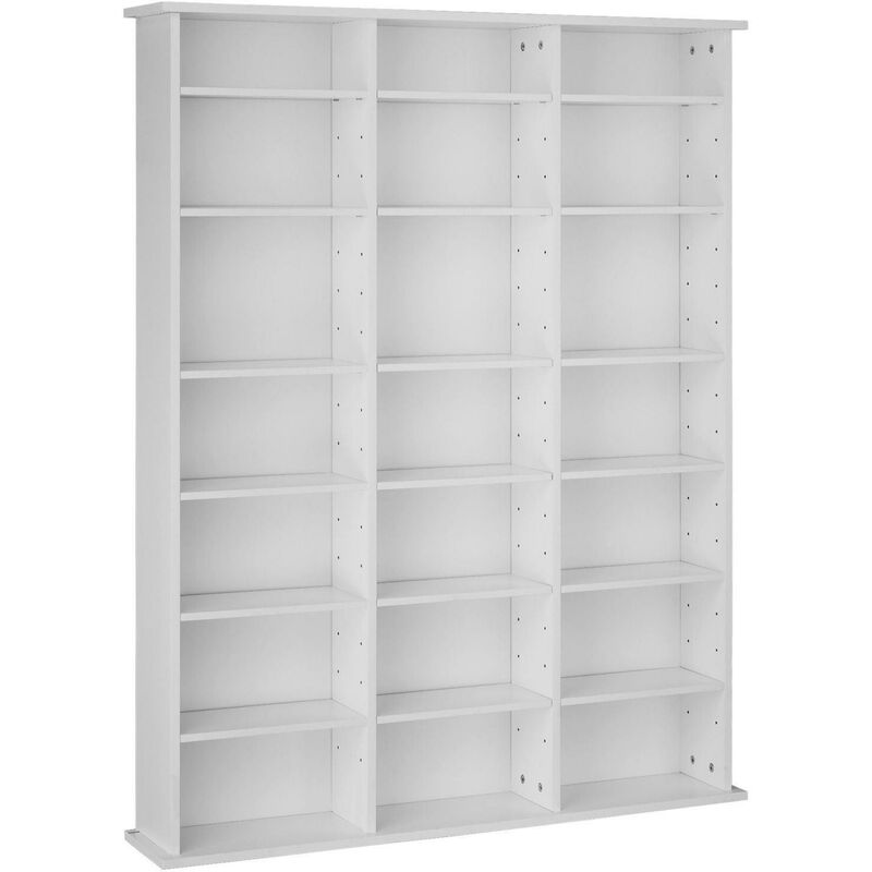 Helloshop26 - Armoire étagère bibliothèque rangement cd / dvd meuble de rangement 136,5 cm blanc