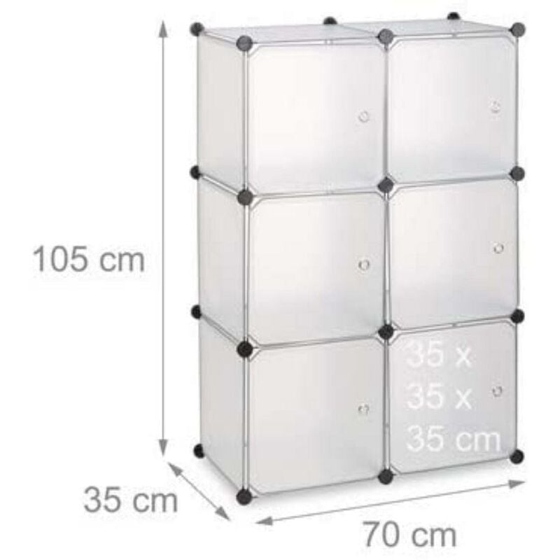 Armoire étagère système de rangement plastique avec 6 portes transparent