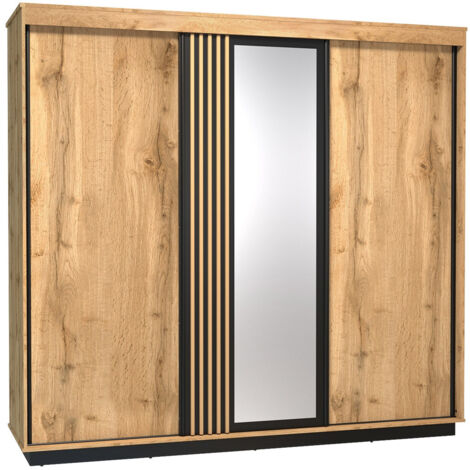 Armoire Tenodeu 123 , 224x240x66cm, Portes d'armoire: Coulissantes, Nombre d'étagères: 0