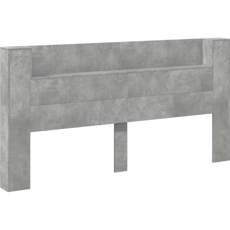 vidaXL Armoire tête de lit avec LED gris béton 180x16,5x103,5 cm