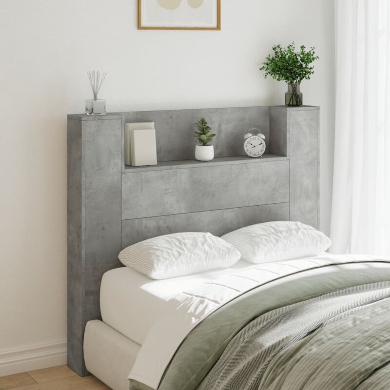 Vidaxl - Armoire tête de lit avec led gris béton 120x16,5x103,5 cm