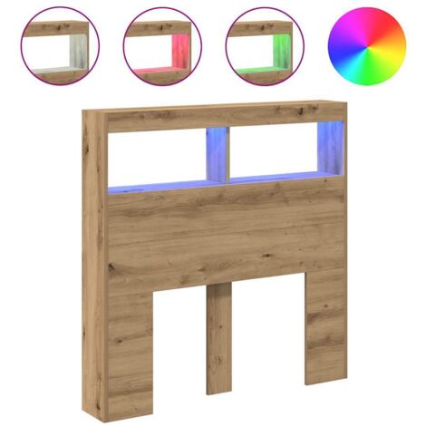 Armoire tête de lit avec LED chêne artisanal 100x17x102 cm