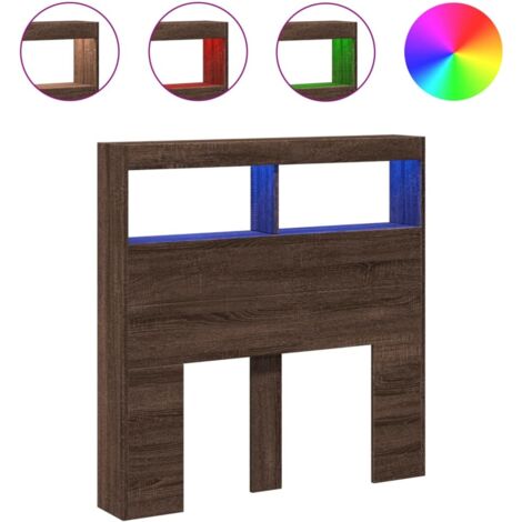 Armoire tête de lit avec LED chêne marron 100x17x102 cm