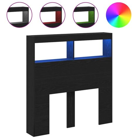 Armoire tête de lit avec LED chêne noir 100x17x102 cm