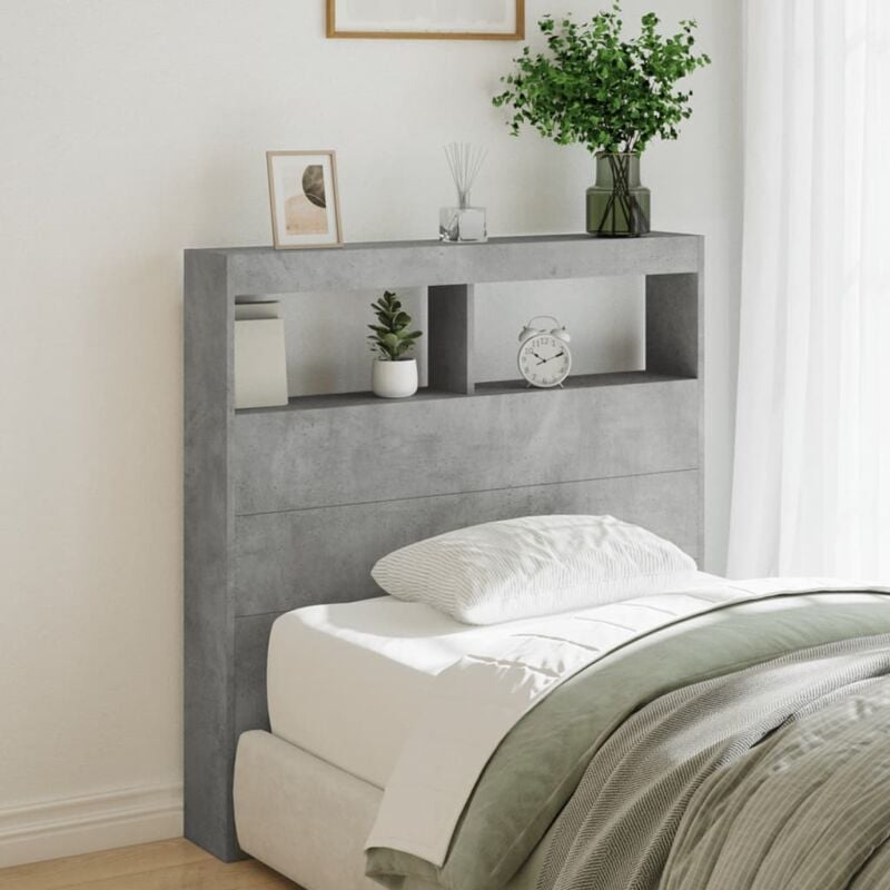 Vidaxl - Armoire tête de lit avec led gris béton 100x17x102 cm