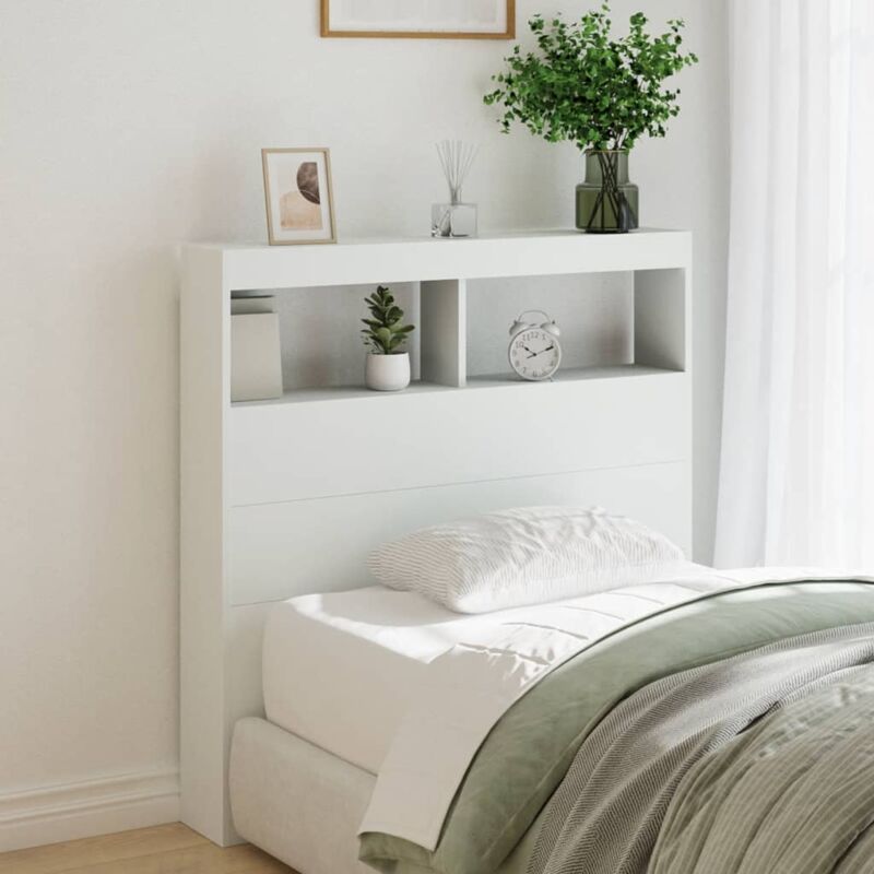 Armoire tête de lit pour lit adult Décoration murale avec led blanc 100x17x102 cm CFW192875