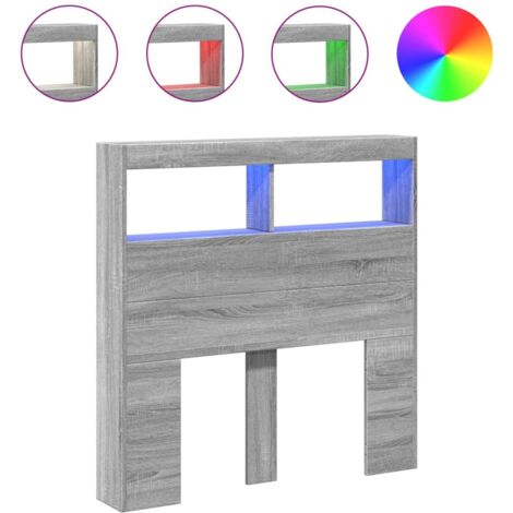 Armoire Tête de lit，Panneau décoratif avec LED sonoma gris 100x17x102 cm CFW4509705