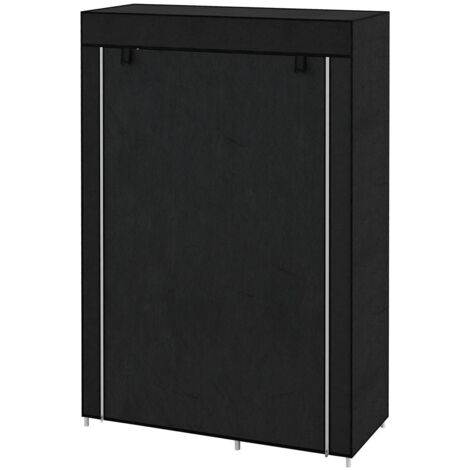 Armoire Textile 103x43x162,5 Cm Noire, 1 Tringle Et 6 Étagères, Housse Non-tissée, Cadre Acier