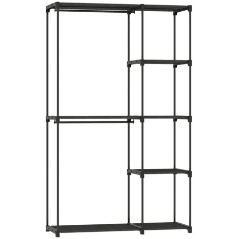 Armoire tissu penderie étagères noire 111x43x185 cm rangement chambre dressing